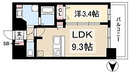プレサンス太閤通駅前デュプル 14階1LDKの間取り