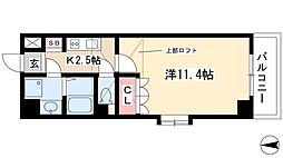 クピットガーデン千代田 10階1Kの間取り