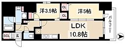 プレサンスTHE久屋大通レジェンド 14階2LDKの間取り
