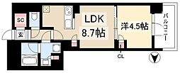 プレサンス名駅南ブリエ 8階1LDKの間取り