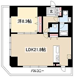 セイワパレス丸の内駅前 1LDKの間取図画像