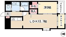 あいさきがけ 11階1LDKの間取り