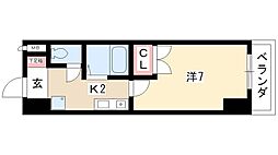 プロビデンス東新町 8階1Kの間取り