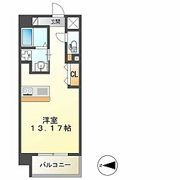Rivage 5階ワンルームの間取り