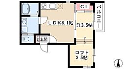 quatre saisons 2階1LDKの間取り
