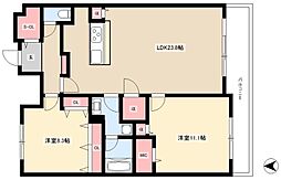 ロイジェント日吉 2LDKの間取図画像