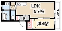 ヒールコートII 3階1LDKの間取り