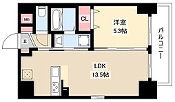 鉦銀館 3階1LDKの間取り