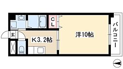 カサグランデ新栄 3階1Kの間取り