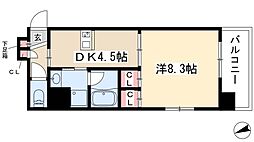 Grand E’terna名古屋鶴舞 7階1DKの間取り