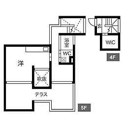 CRETACEOUS　PARKV 4階1LDKの間取り