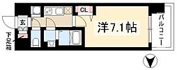 プレサンス大須観音 1Kの間取図画像