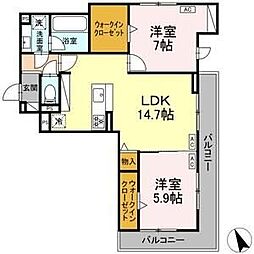 名古屋市中川区荒江町アパート 2LDKの間取図画像