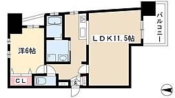 リーヴァストゥーディオ丸の内 1LDKの間取図画像
