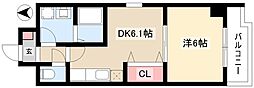 サンリット中郷 1DKの間取図画像
