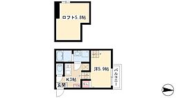 レーヴ・フルール 1Kの間取図画像