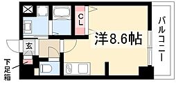パルティール金山 ワンルームの間取図画像