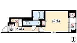 ベルタレジーナ2 1Kの間取図画像