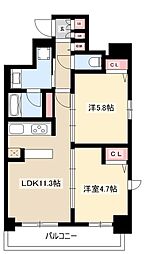 S-RESIDENCEAOI2 2LDKの間取図画像