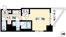 アマーレ葵 1Kの間取図画像