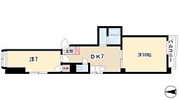 グリーンビル 2DKの間取図画像