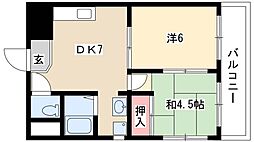 メゾン鶴舞 2DKの間取図画像