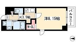 シャルマン新栄 1Kの間取図画像