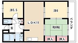 レジデンス高畑 3LDKの間取図画像