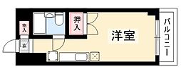 伏見ヨックスビル ワンルームの間取図画像
