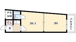 東和マンション広小路 2Kの間取図画像