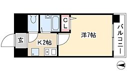 エステート記念橋 1Kの間取図画像