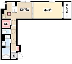 ミ・カーサ 1DKの間取図画像