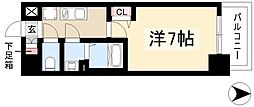 ディアレイシャス名古屋太閤通3 1Kの間取図画像