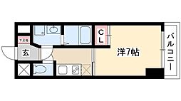 プレディアスタイル白川公園 1Kの間取図画像