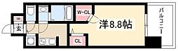 ラドゥセール志賀本通2 1Kの間取図画像