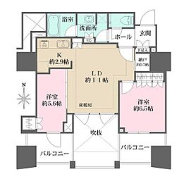 プラウドタワー名駅 2LDKの間取図画像