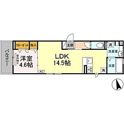 シリウス 1LDKの間取図画像