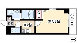 エスポワール岩塚 1Kの間取図画像