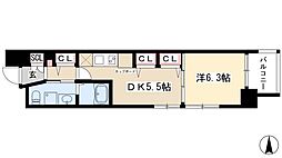 エステムプラザ名古屋駅前プライムタワー 1DKの間取図画像
