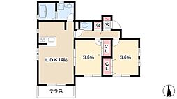 プラテア大曽根 2LDKの間取図画像