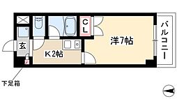 マーベラス新栄 1Kの間取図画像