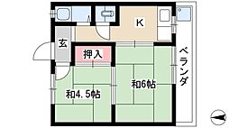 扇ハイツ 2Kの間取図画像