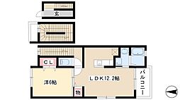 メゾンカイト 1LDKの間取図画像