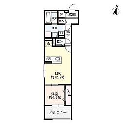 セレスティア城西 1LDKの間取図画像