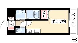 ラヴィ・アン・ローズ ワンルームの間取図画像