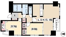サムティイースト白壁 2LDKの間取図画像