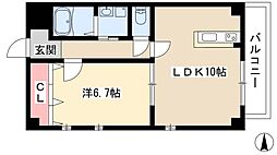 ウエストプレイストクヤマ 1LDKの間取図画像