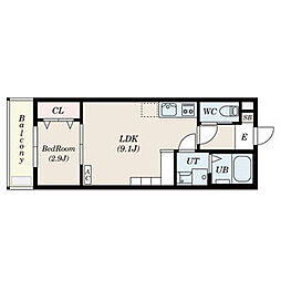 storia岩塚 1LDKの間取図画像