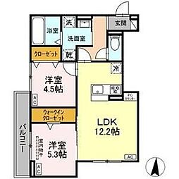 ルヴィータ大秋 2LDKの間取図画像