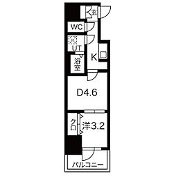 メイクスWアート上前津V 1DKの間取図画像